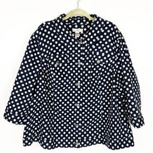 Nwt CJ Banks Navy Blue Polka Dot 3/4 Sleeve Lightweight Denim Jean Jacket Sz 3X